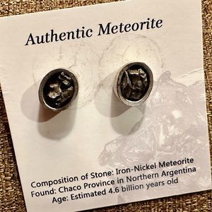Authentic Meteorite Silver Stud Earrings